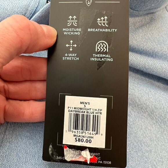 Walter Hagen Midweight 1/4 Zip Pullover Top Light Blue Cotton Blend Size S NWT - Picture 10 of 10